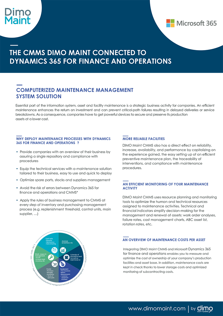 Connector DIMO Maint Microsoft Dynamics 365 FO
